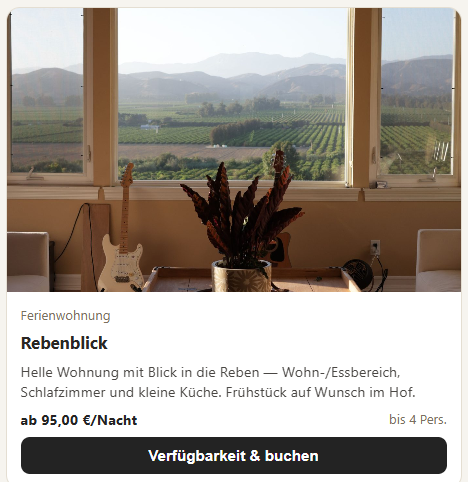 Onlinebuchung unter eigener Adresse: Ferienwohnungen mit Beschreibung, Preis je Nacht und Belegung — buchbar ohne Portal
